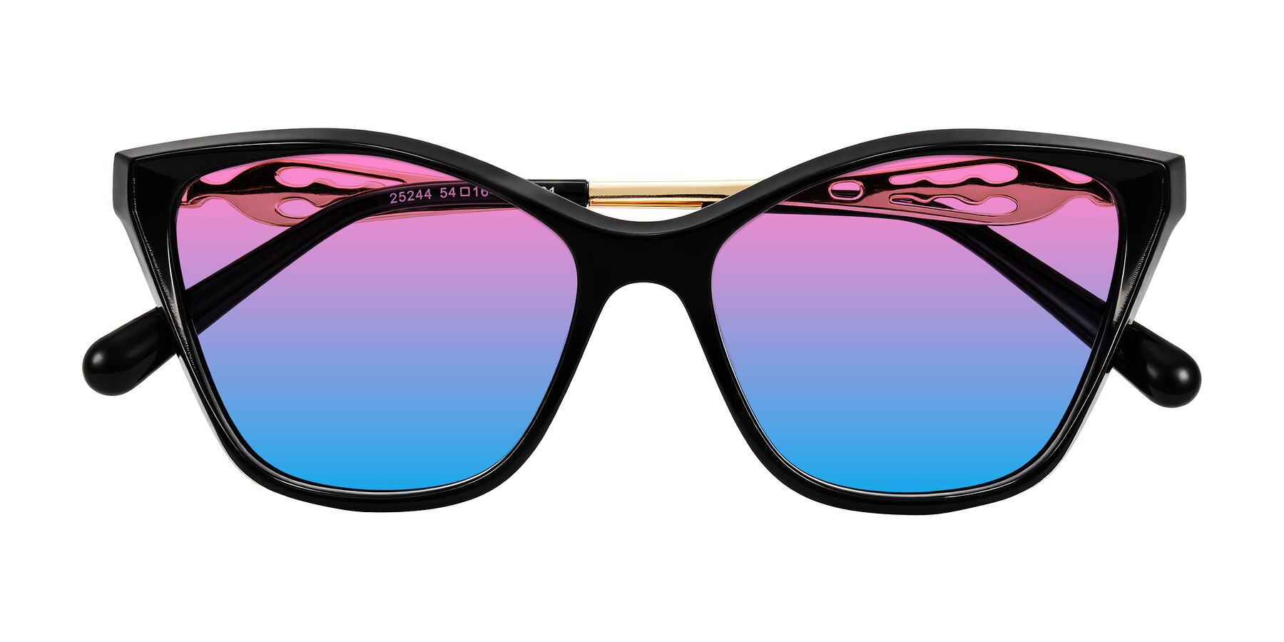 Folded Front of Aspen in Black with Pink / Blue Gradient Lenses