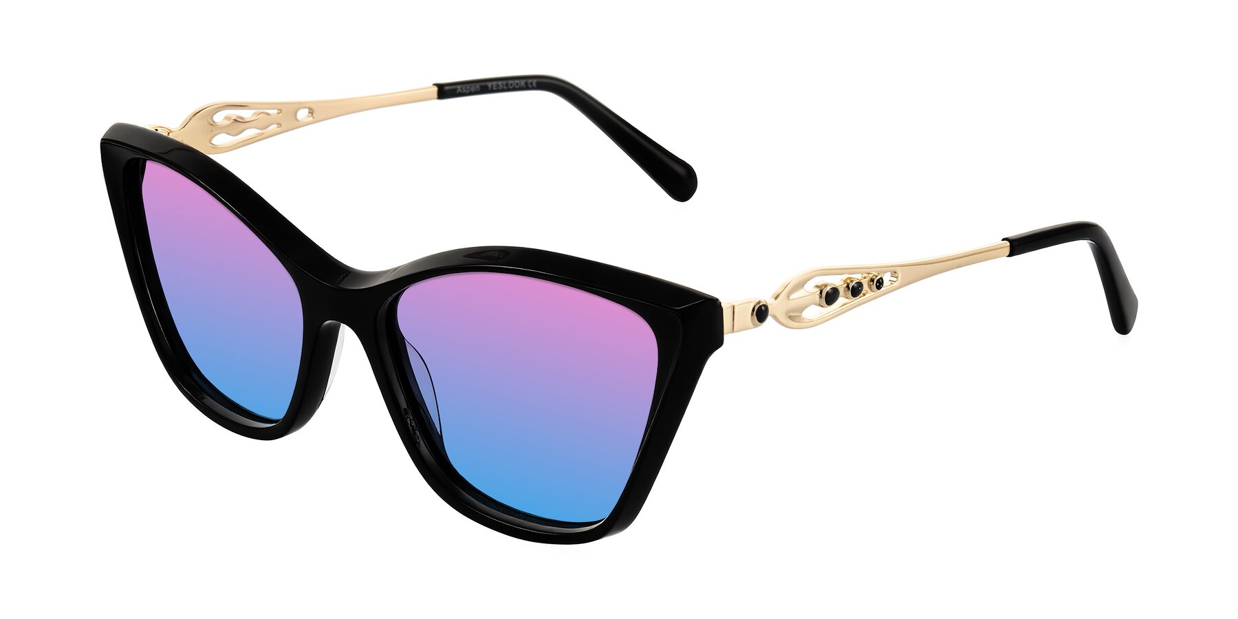 Angle of Aspen in Black with Pink / Blue Gradient Lenses