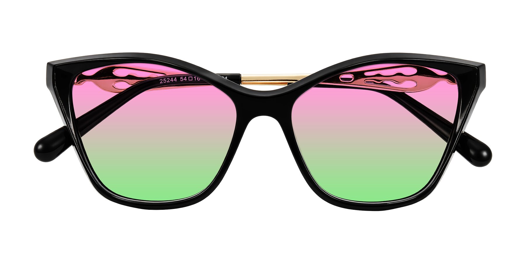Folded Front of Aspen in Black with Pink / Green Gradient Lenses