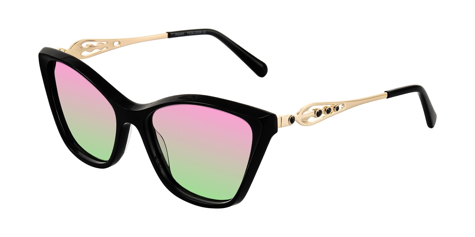 Angle of Aspen in Black with Pink / Green Gradient Lenses