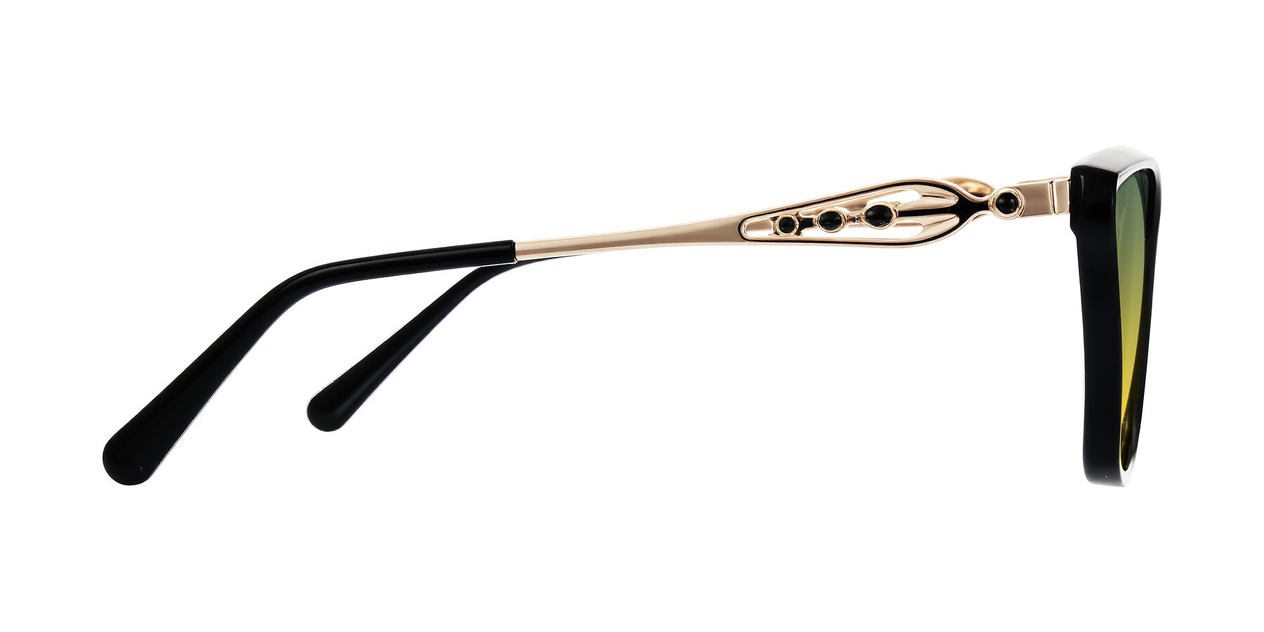 Side of Aspen in Black with Green / Yellow Gradient Lenses