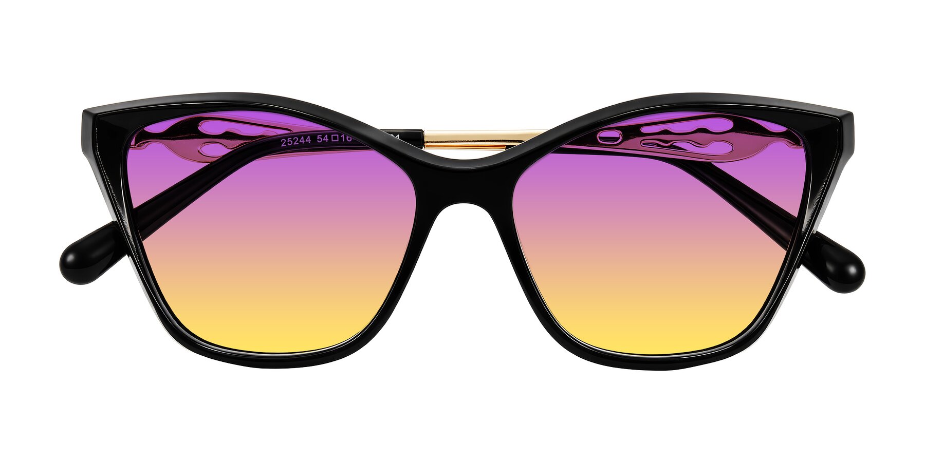 Folded Front of Aspen in Black with Purple / Yellow Gradient Lenses