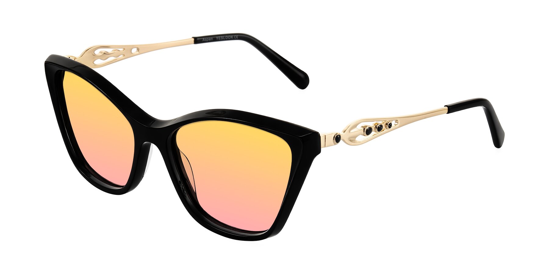 Angle of Aspen in Black with Yellow / Pink Gradient Lenses
