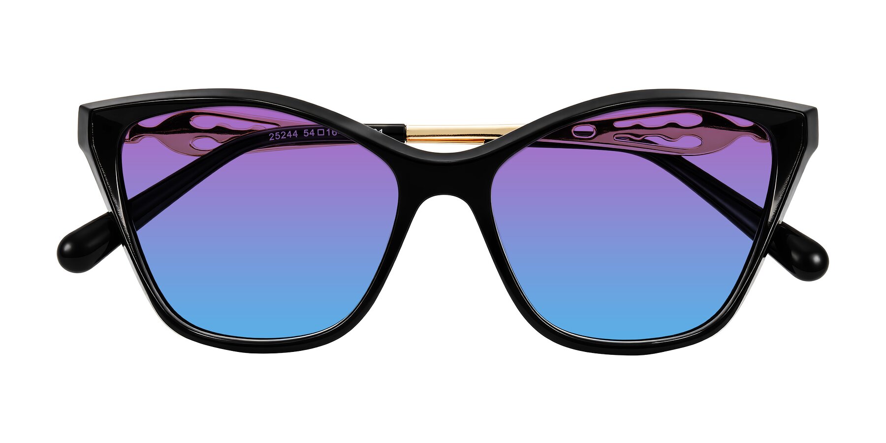 Folded Front of Aspen in Black with Purple / Blue Gradient Lenses
