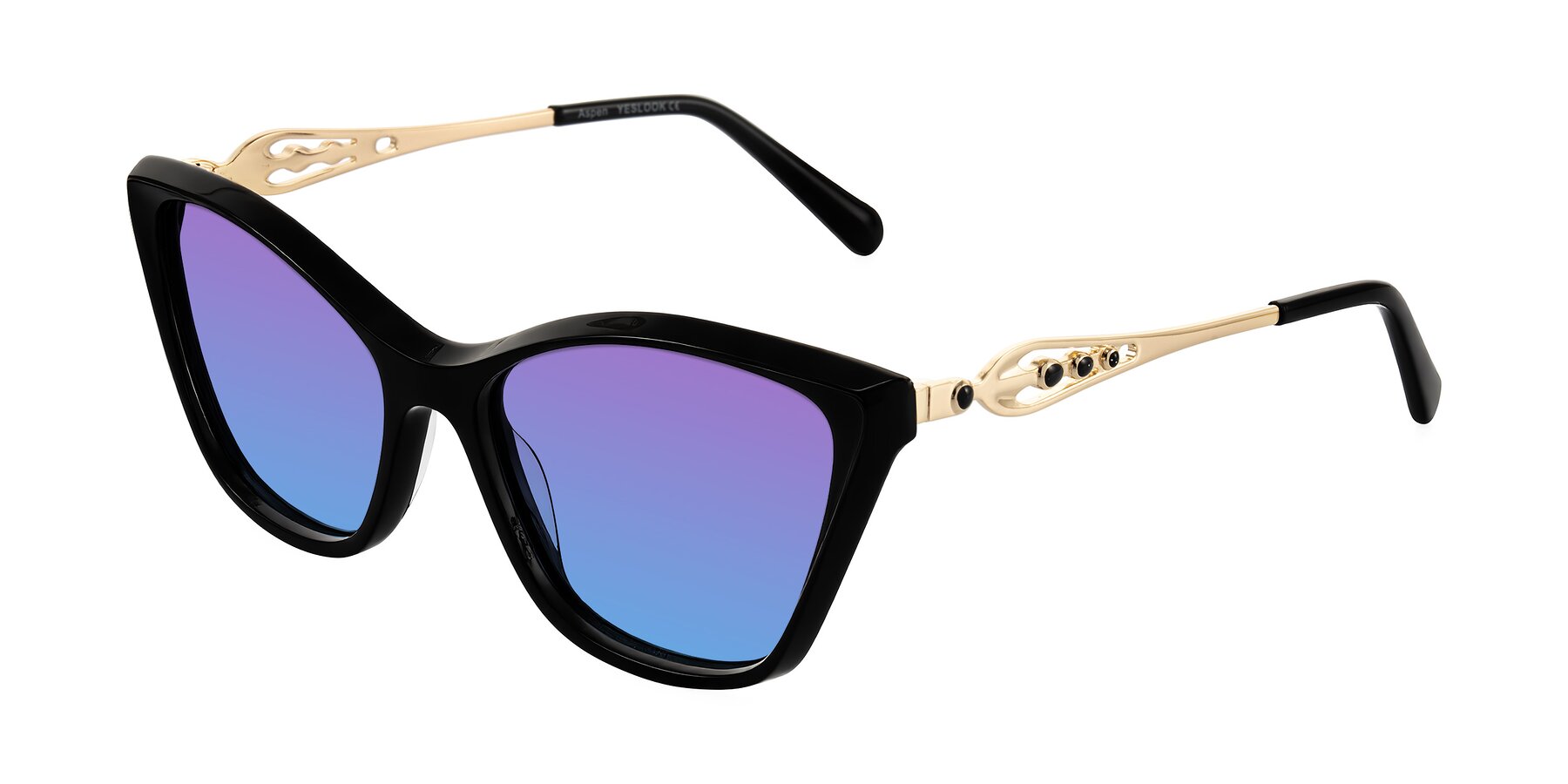 Angle of Aspen in Black with Purple / Blue Gradient Lenses