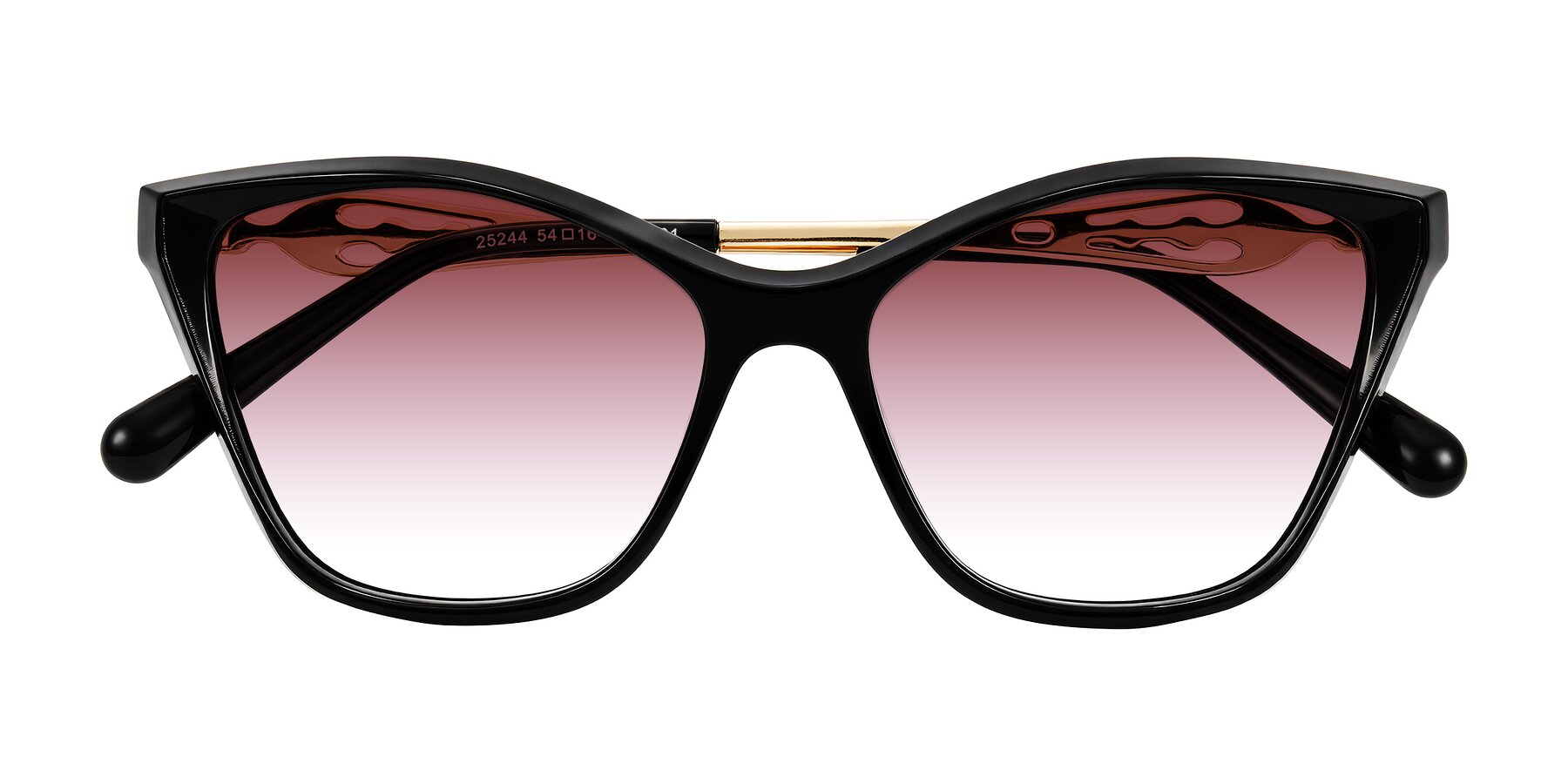 Folded Front of Aspen in Black with Garnet Gradient Lenses