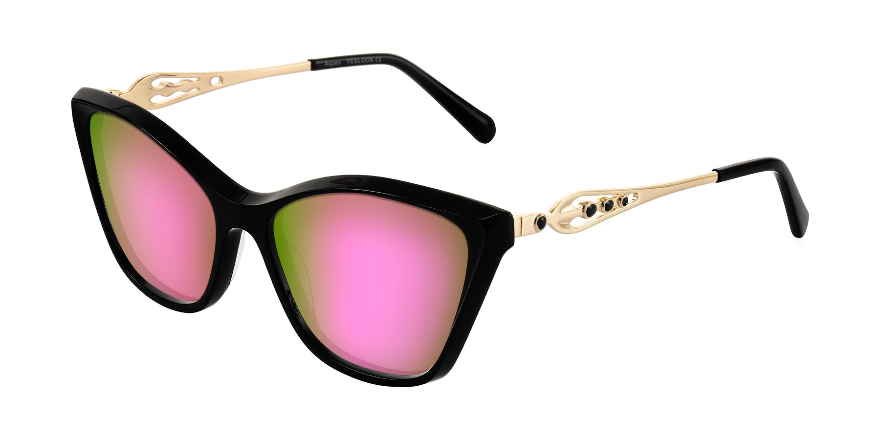Angle of Aspen in Black with Pink Mirrored Lenses