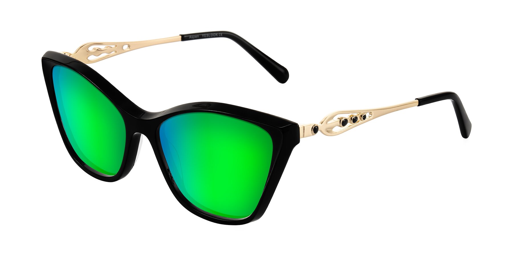 Angle of Aspen in Black with Green Mirrored Lenses