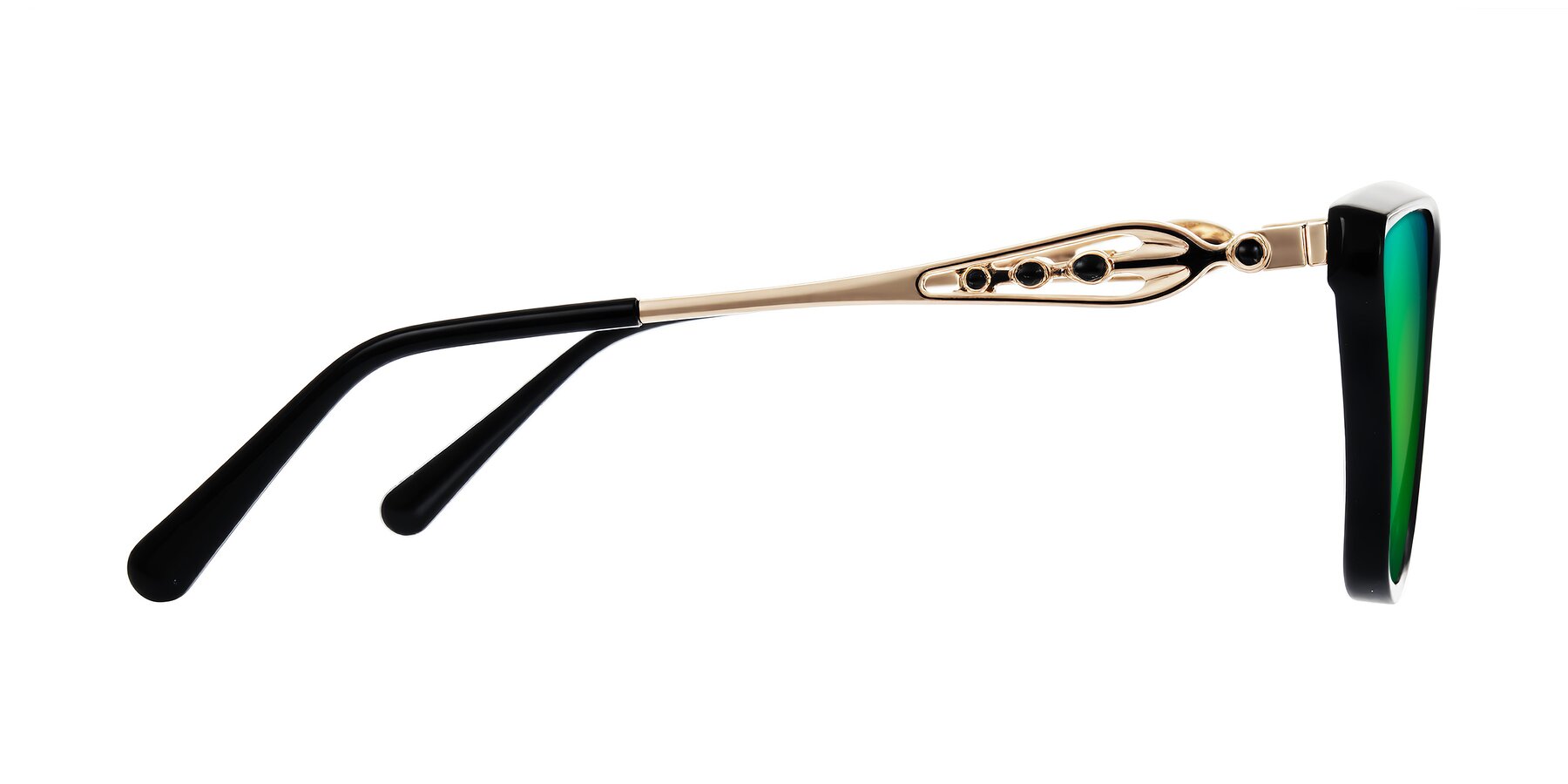 Side of Aspen in Black with Green Mirrored Lenses