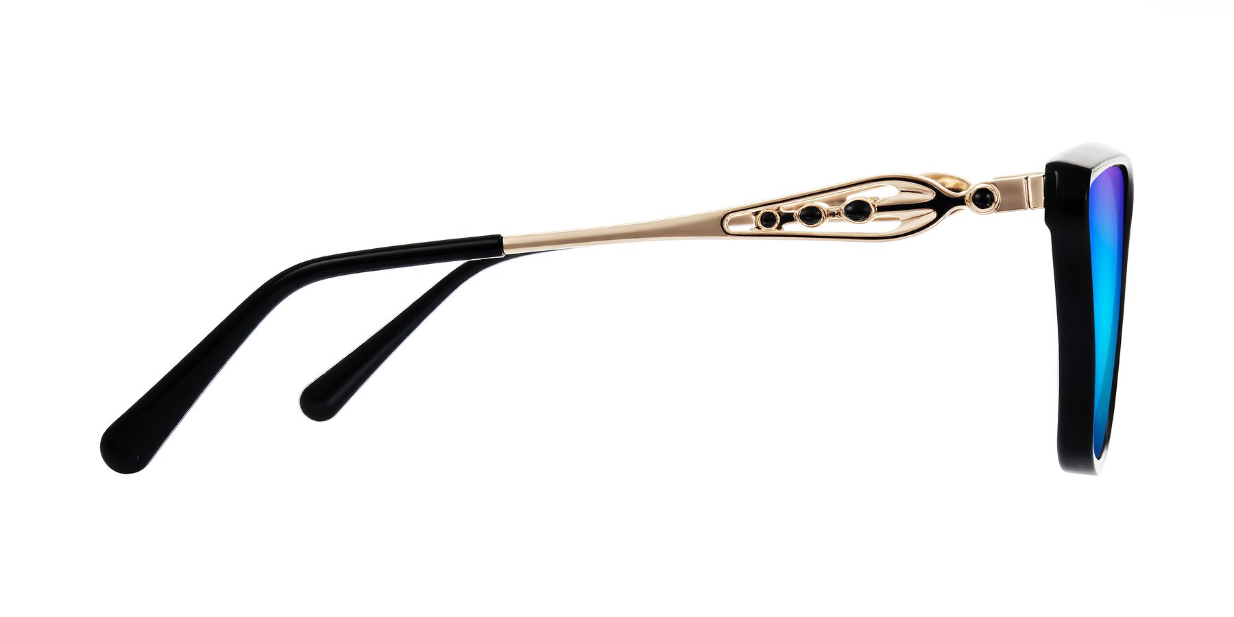 Side of Aspen in Black with Blue Mirrored Lenses