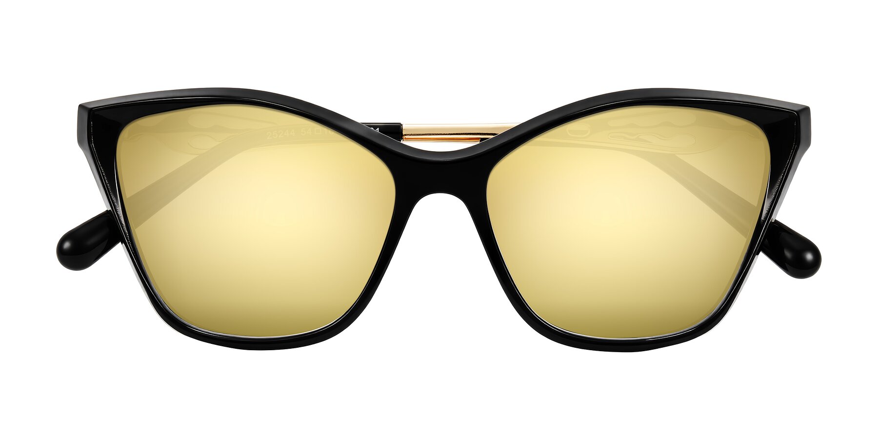 Folded Front of Aspen in Black with Gold Mirrored Lenses