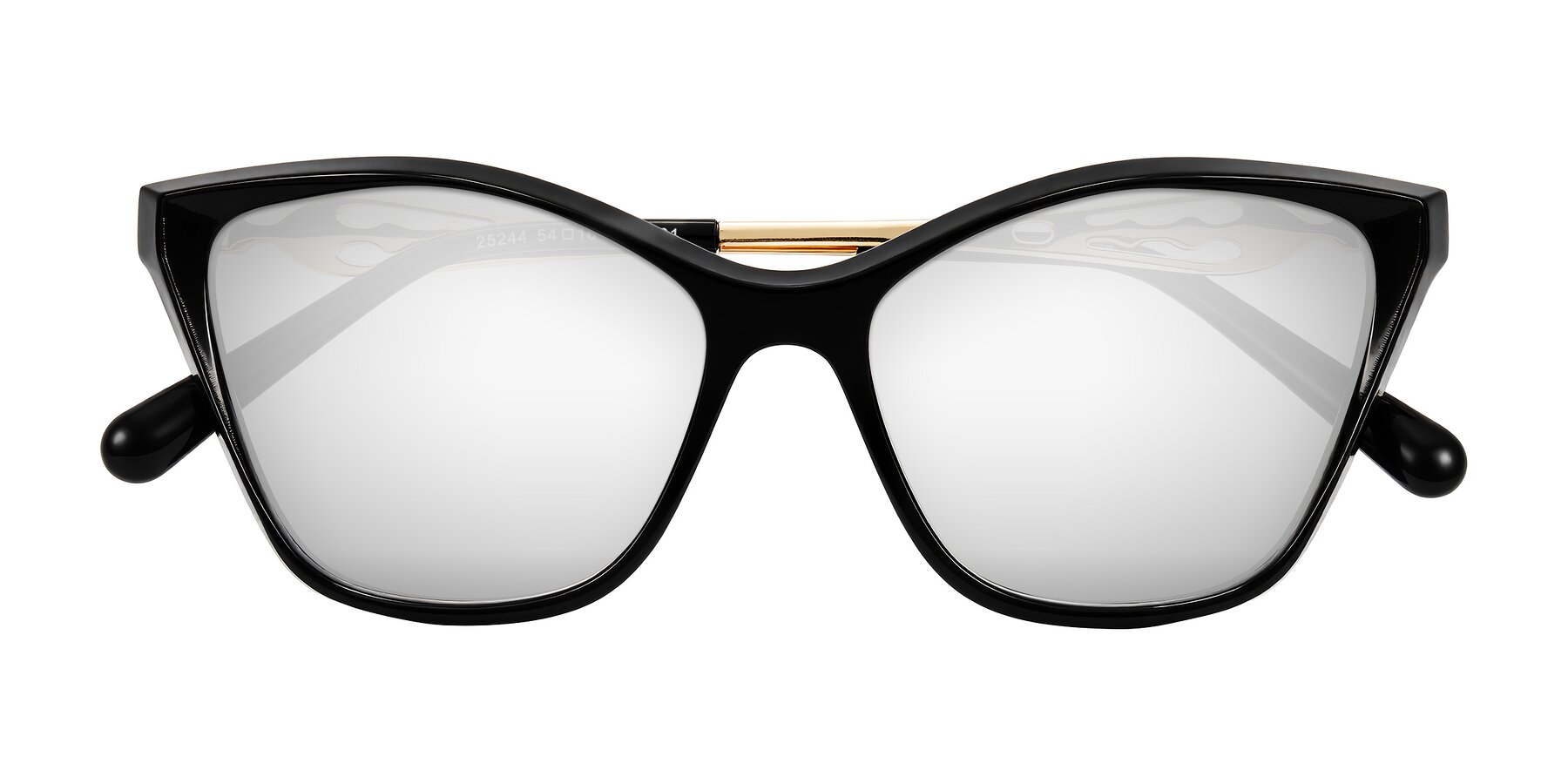 Folded Front of Aspen in Black with Silver Mirrored Lenses