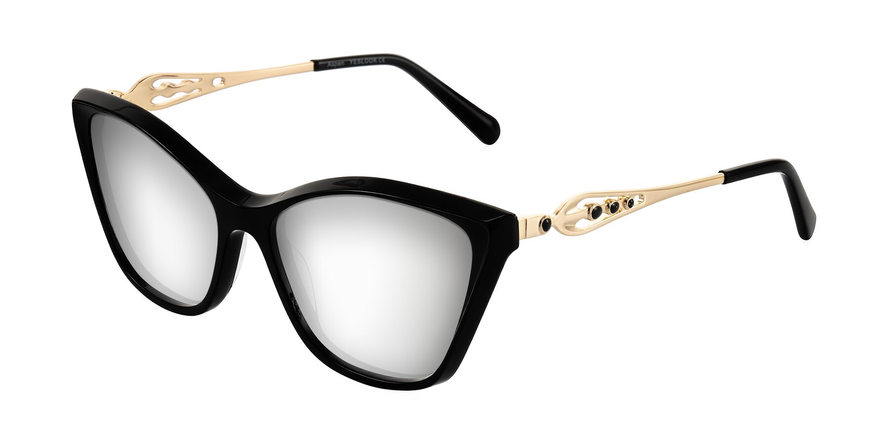 Angle of Aspen in Black with Silver Mirrored Lenses