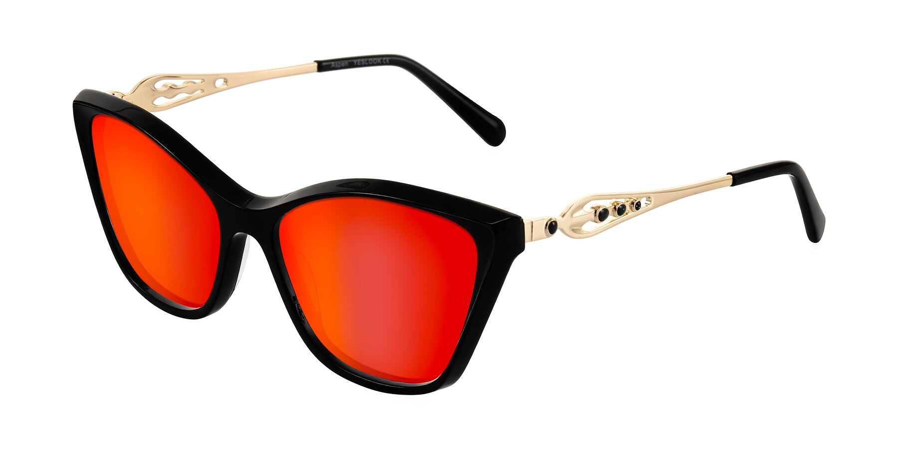 Angle of Aspen in Black with Red Gold Mirrored Lenses
