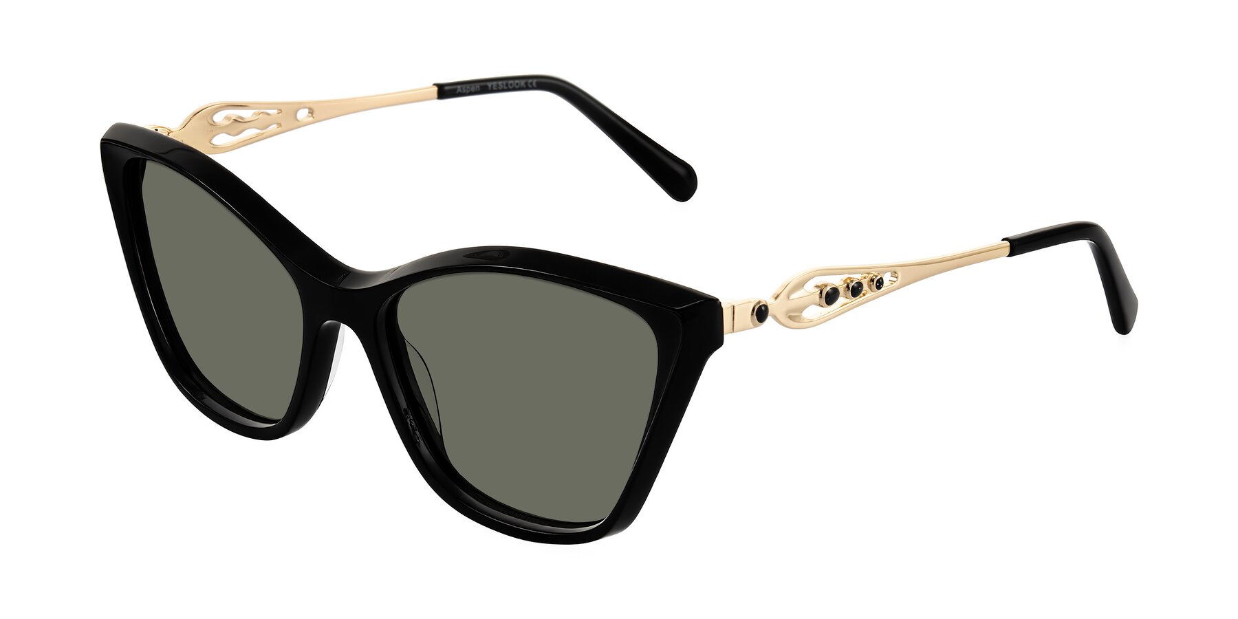 Angle of Aspen in Black with Gray Polarized Lenses