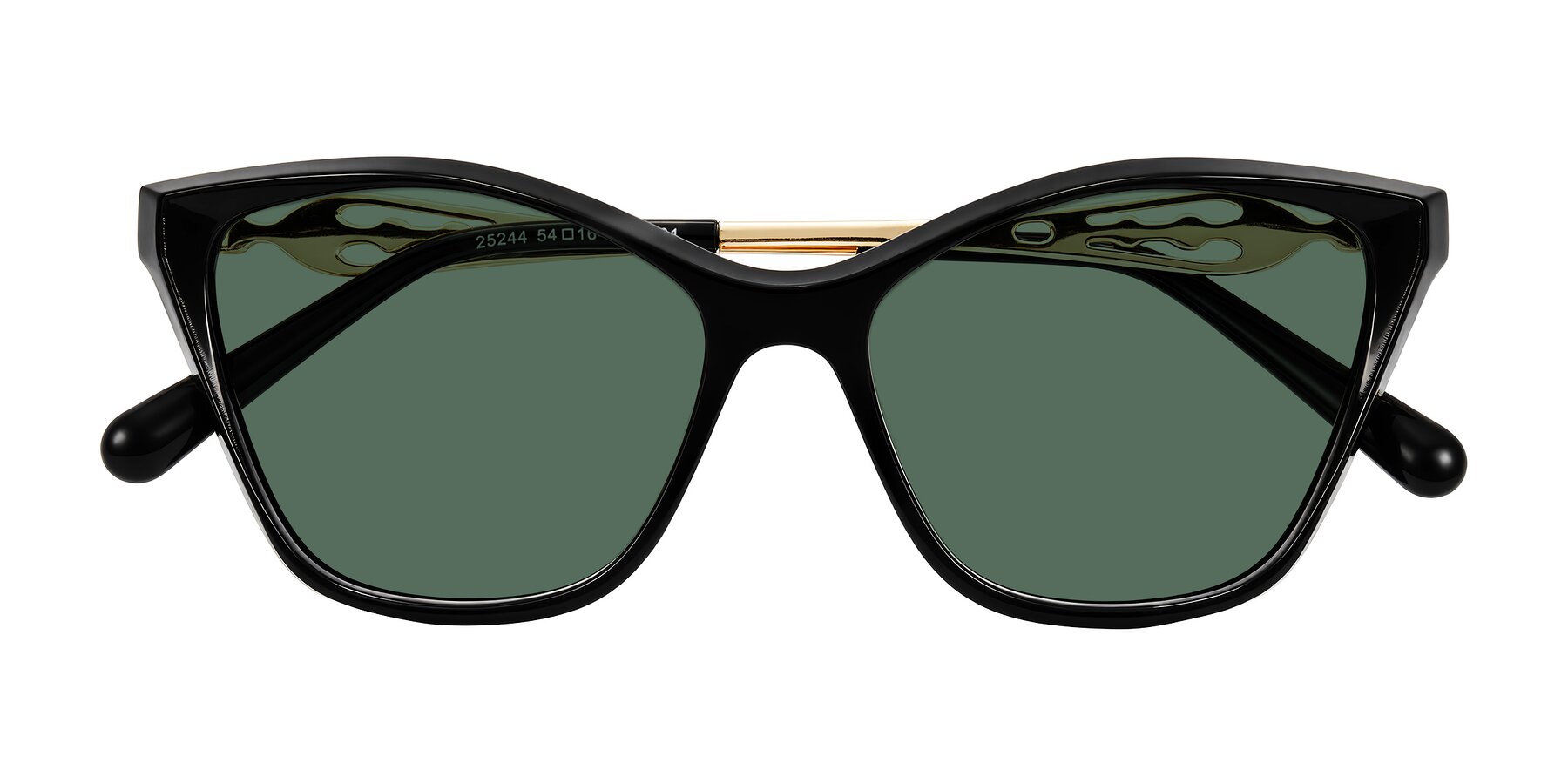 Folded Front of Aspen in Black with Green Polarized Lenses