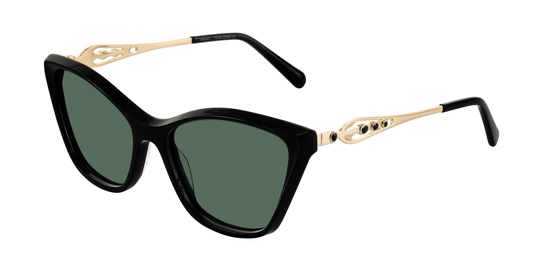 Angle of Aspen in Black with Green Polarized Lenses