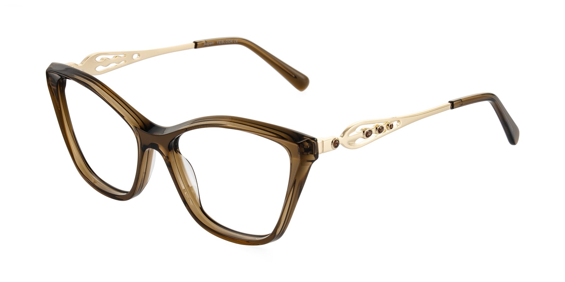 Angle of Aspen in Transparent Brown with Clear Eyeglass Lenses