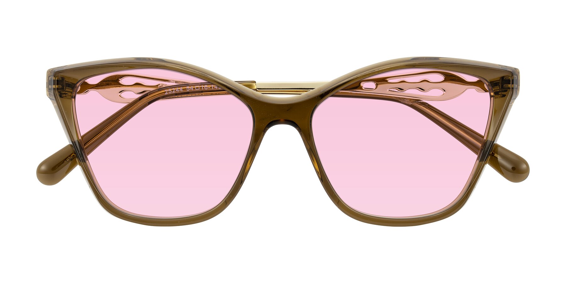Folded Front of Aspen in Transparent Brown with Light Pink Tinted Lenses