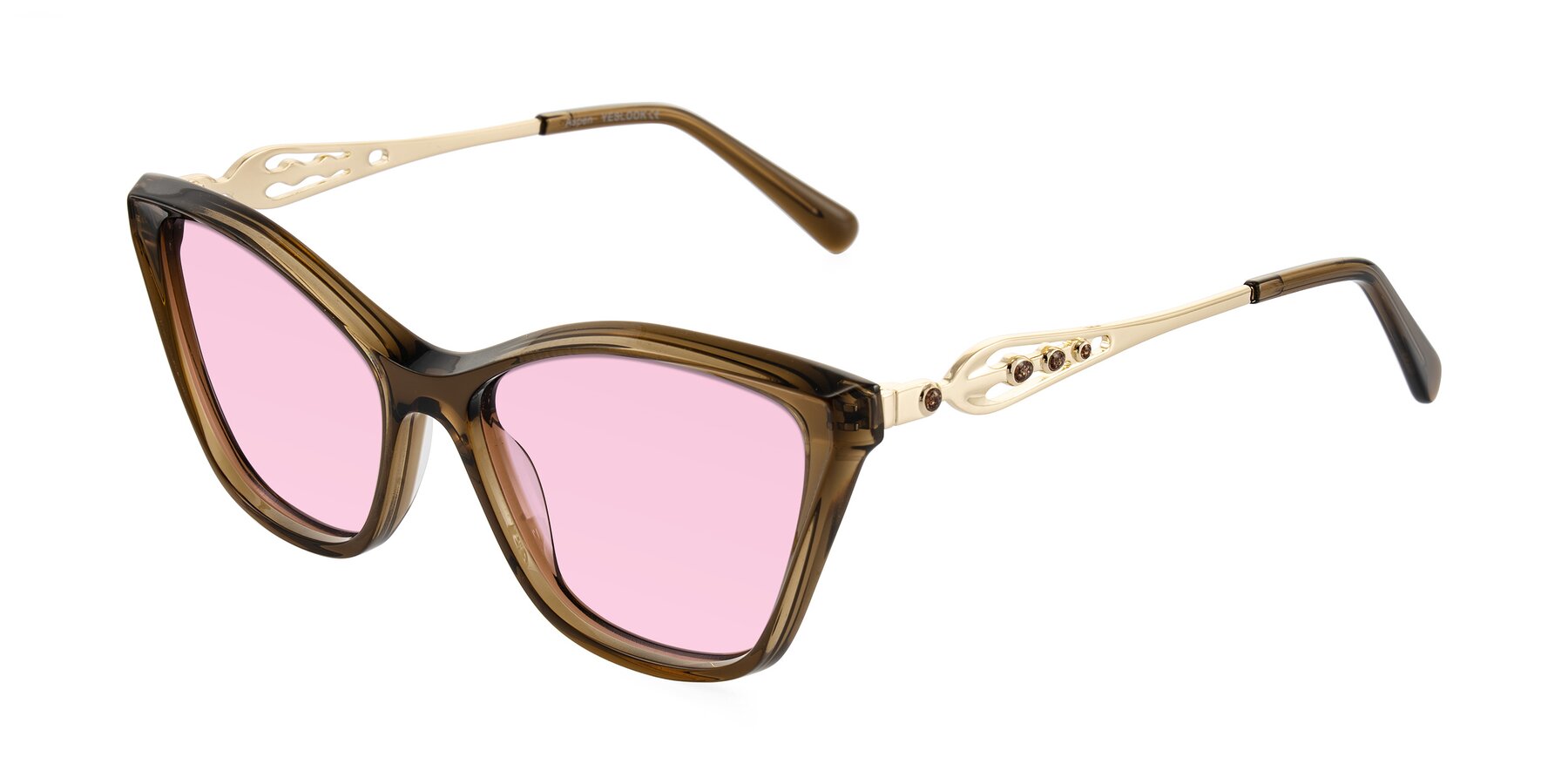 Angle of Aspen in Transparent Brown with Light Pink Tinted Lenses
