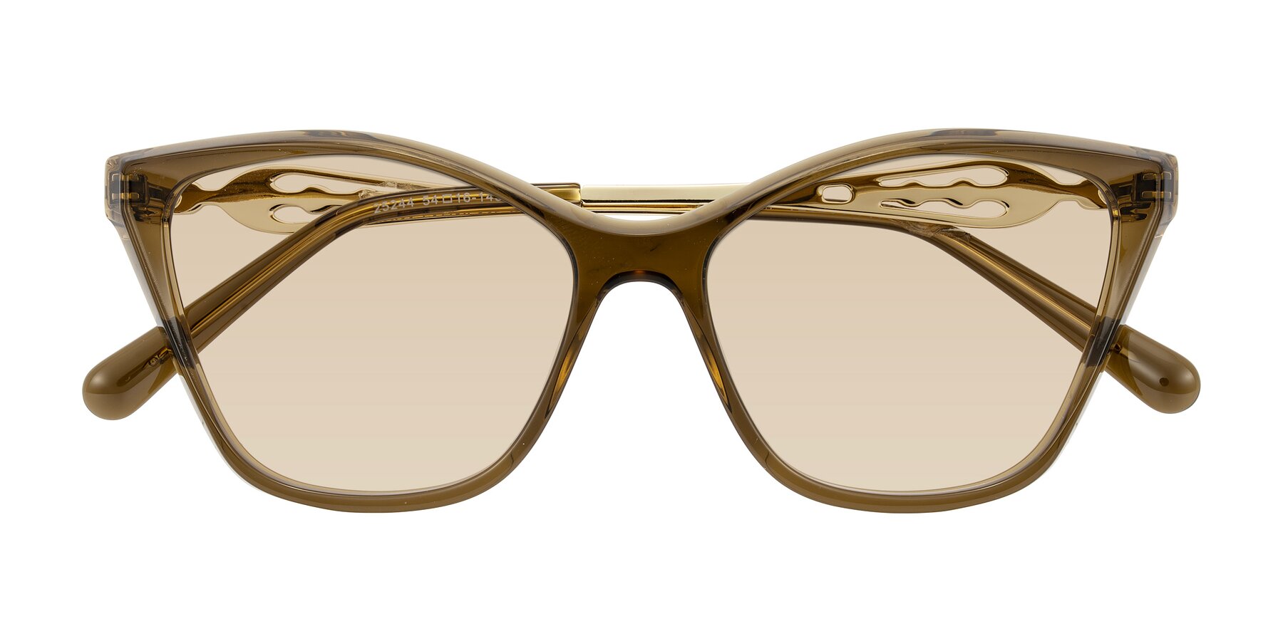 Folded Front of Aspen in Transparent Brown with Light Brown Tinted Lenses