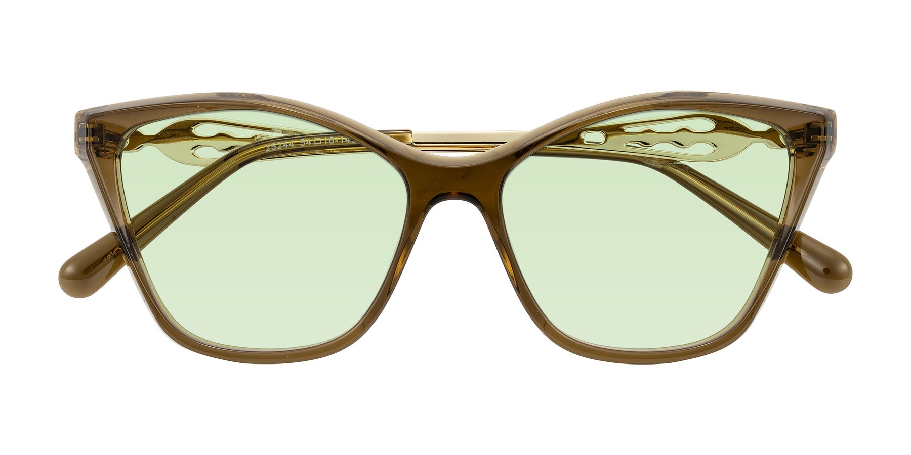 Folded Front of Aspen in Transparent Brown with Light Green Tinted Lenses