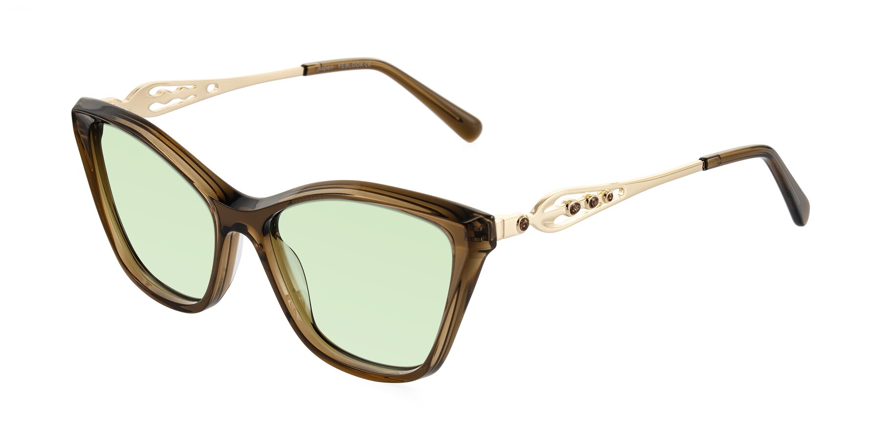 Angle of Aspen in Transparent Brown with Light Green Tinted Lenses
