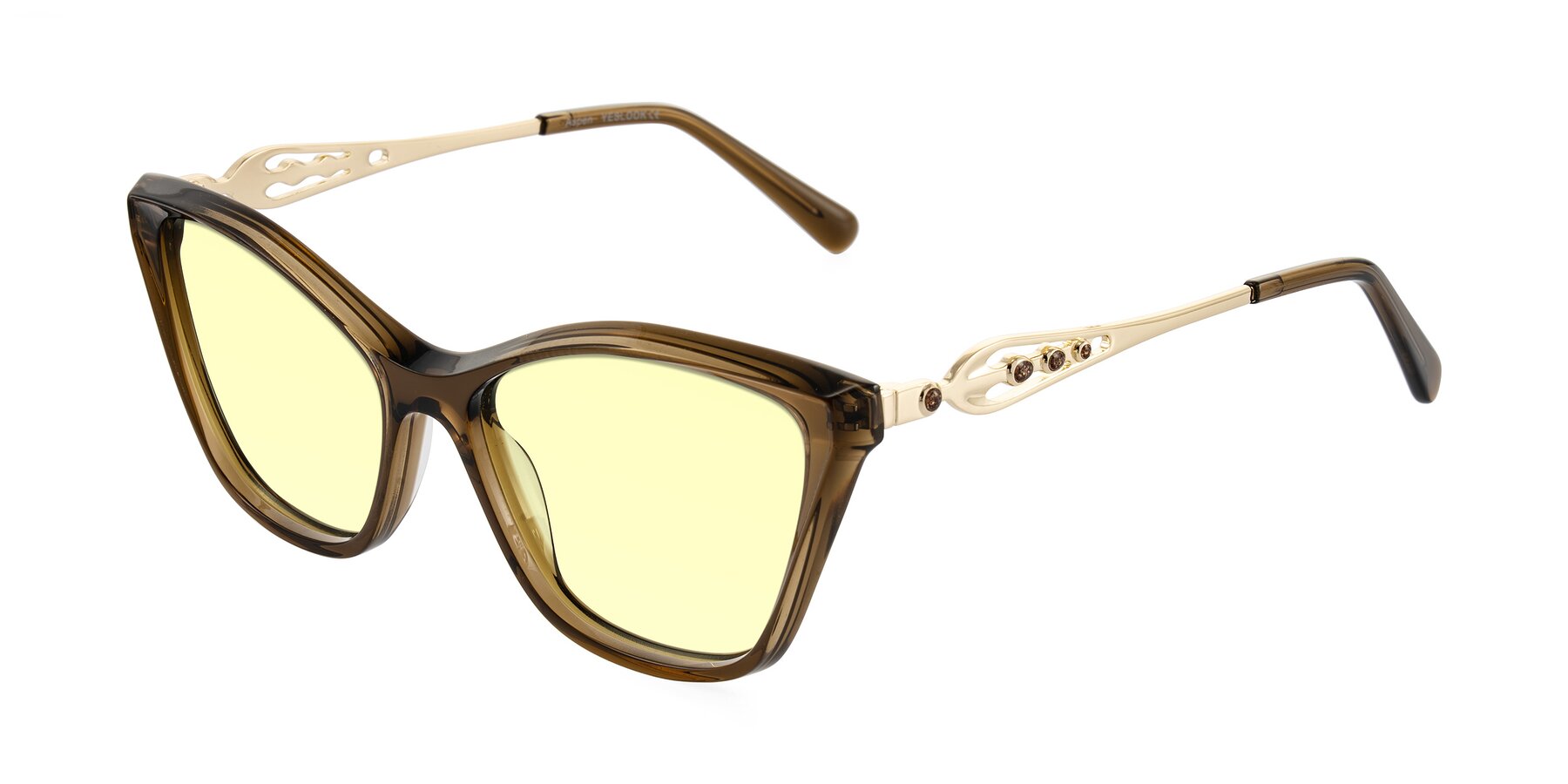 Angle of Aspen in Transparent Brown with Light Yellow Tinted Lenses