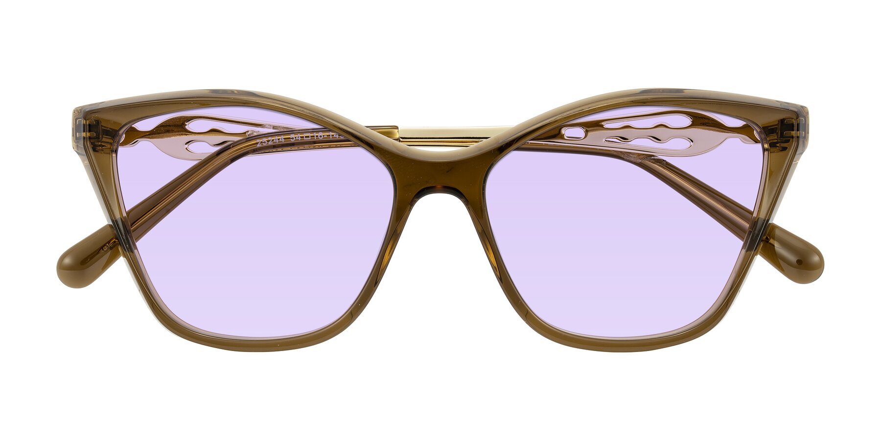 Folded Front of Aspen in Transparent Brown with Light Purple Tinted Lenses