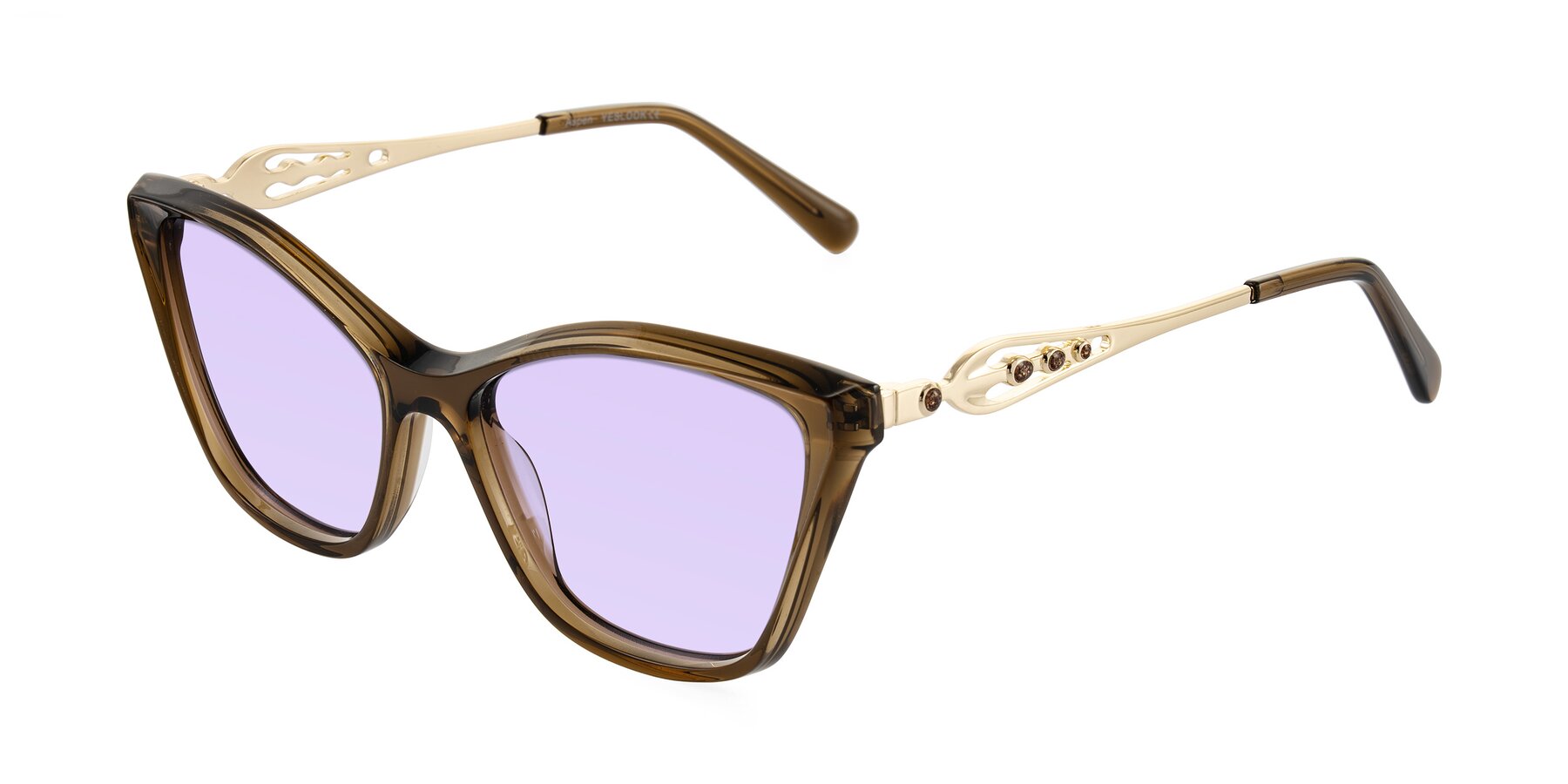 Angle of Aspen in Transparent Brown with Light Purple Tinted Lenses