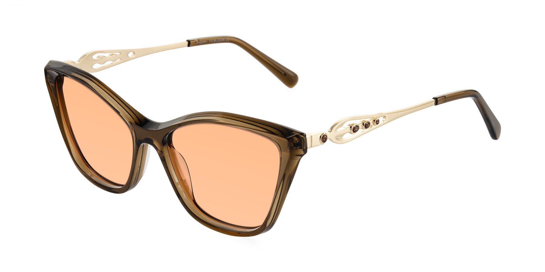 Angle of Aspen in Transparent Brown with Light Orange Tinted Lenses