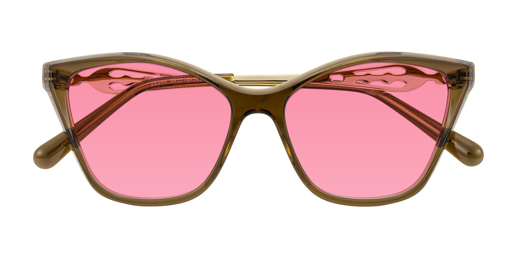 Folded Front of Aspen in Transparent Brown with Pink Tinted Lenses