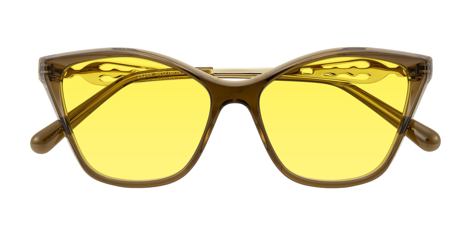 Folded Front of Aspen in Transparent Brown with Medium Yellow Tinted Lenses