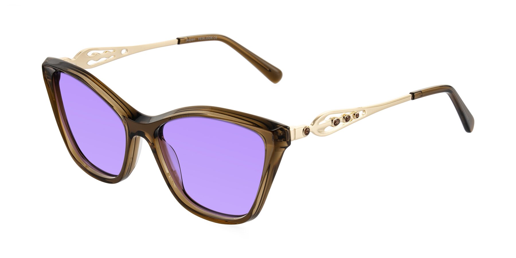 Angle of Aspen in Transparent Brown with Medium Purple Tinted Lenses