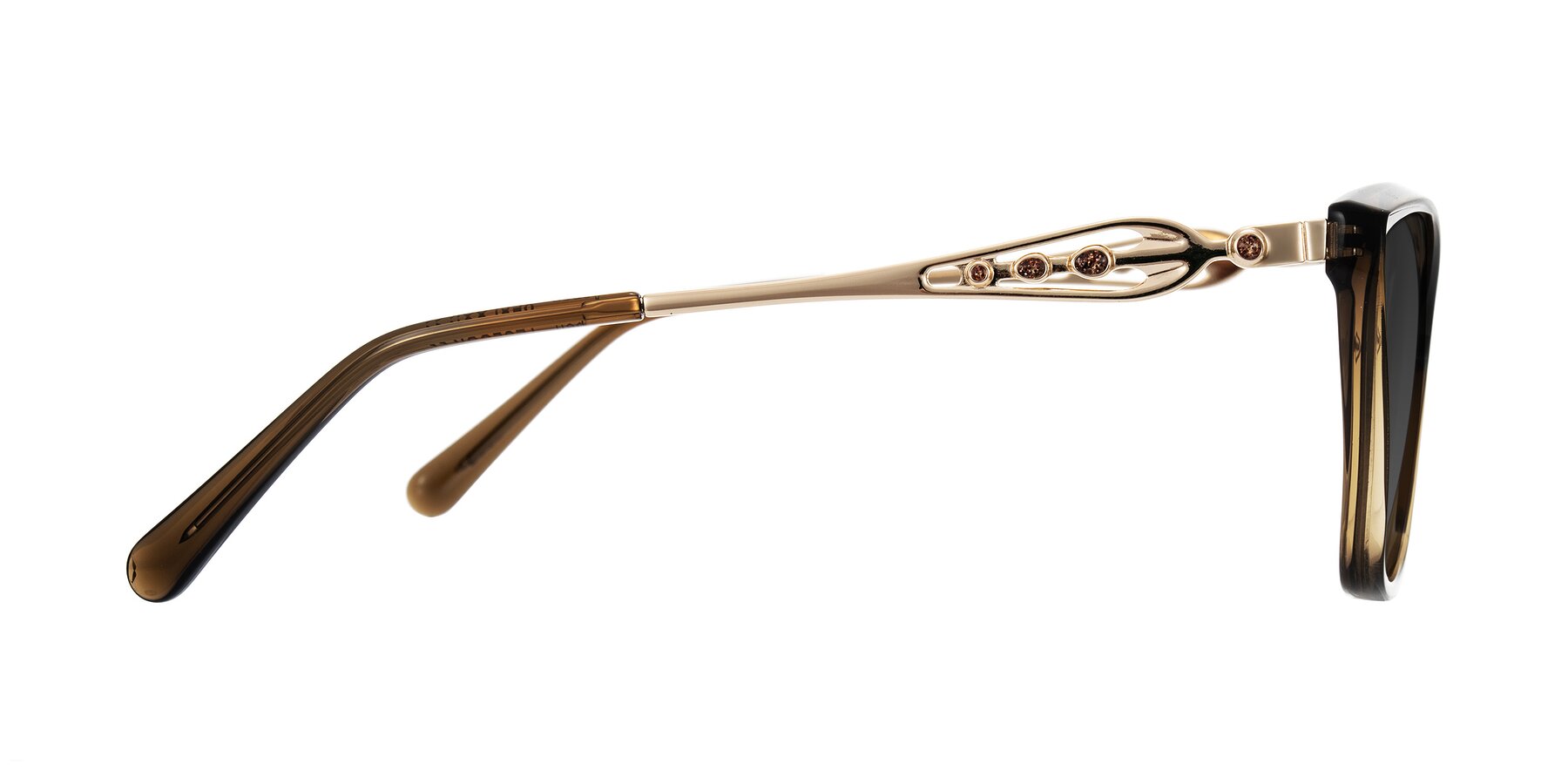 Side of Aspen in Transparent Brown with Gray Tinted Lenses