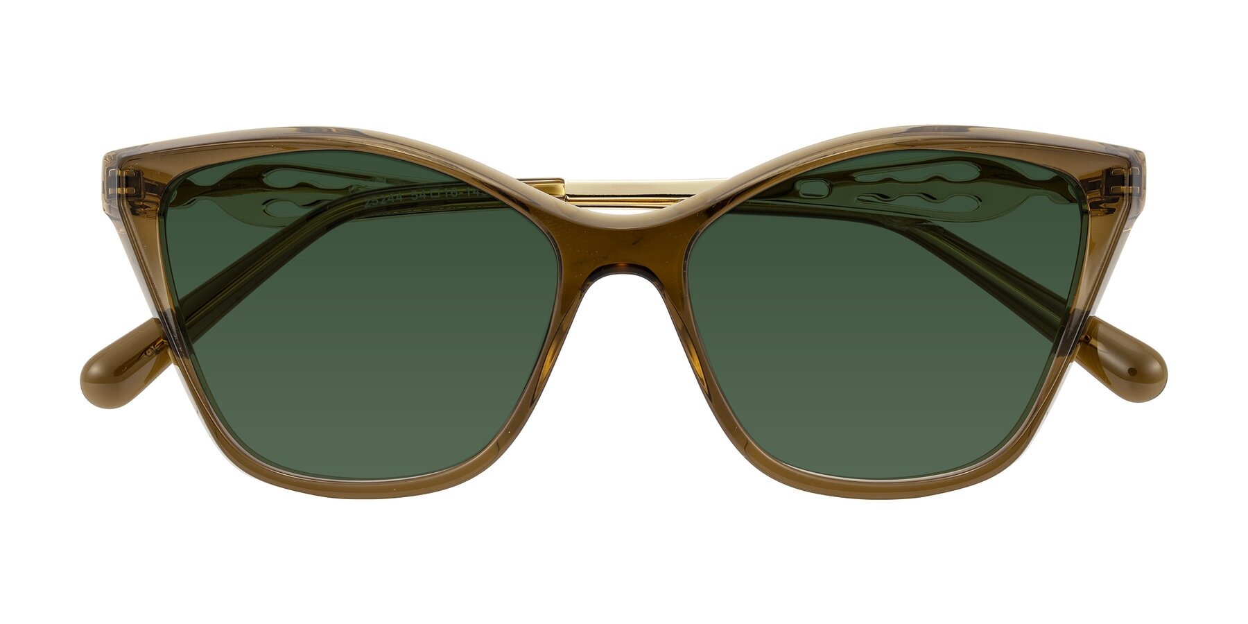 Folded Front of Aspen in Transparent Brown with Green Tinted Lenses