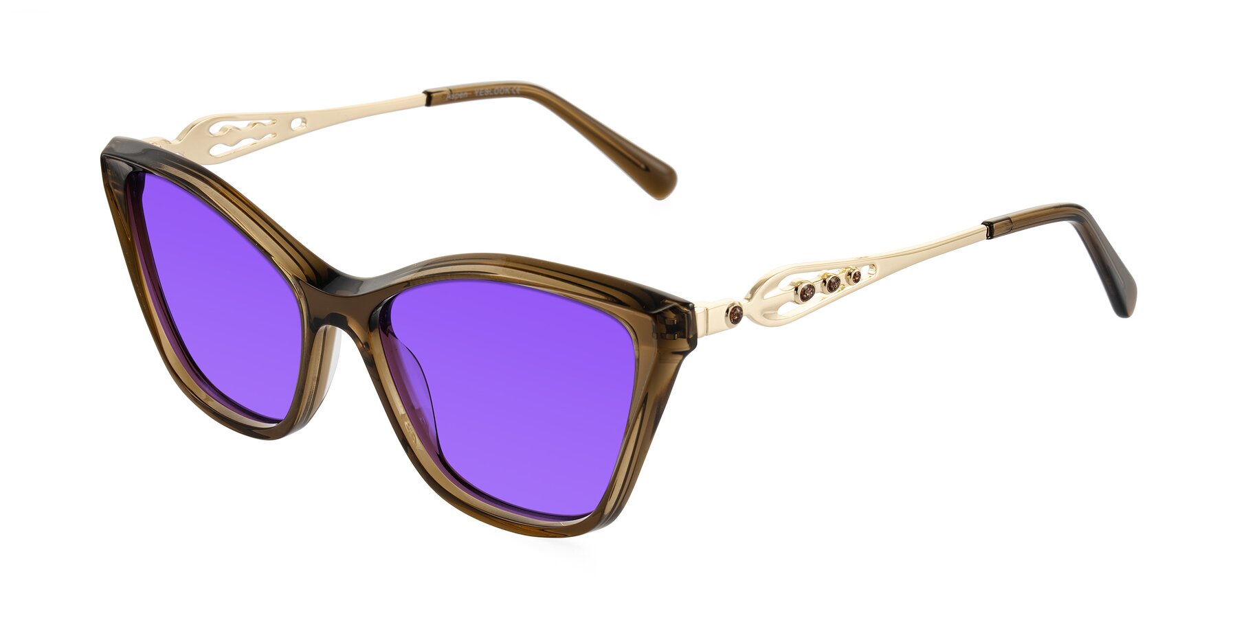 Angle of Aspen in Transparent Brown with Purple Tinted Lenses