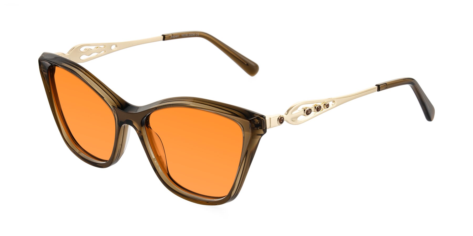 Angle of Aspen in Transparent Brown with Orange Tinted Lenses