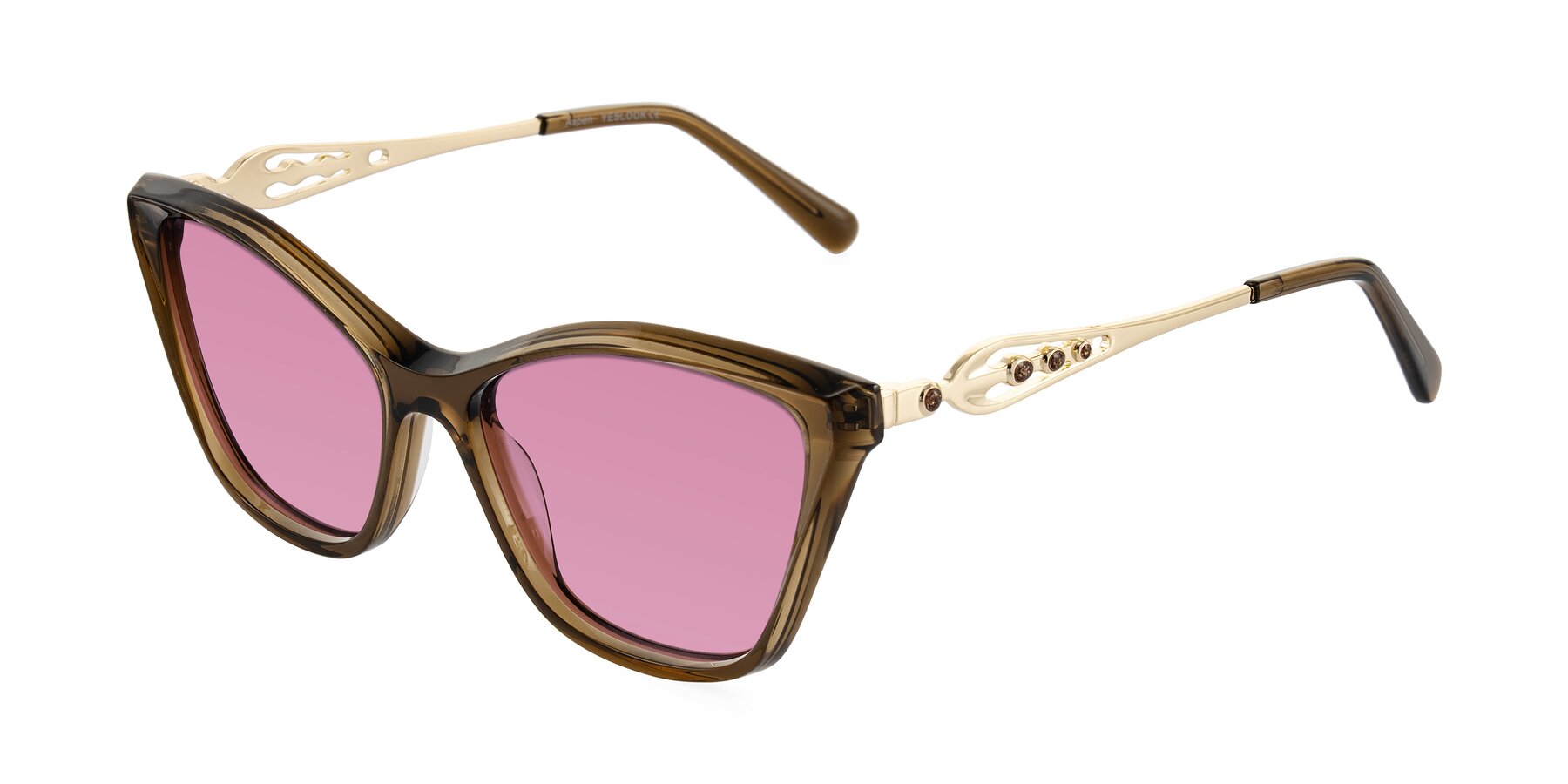 Angle of Aspen in Transparent Brown with Medium Wine Tinted Lenses