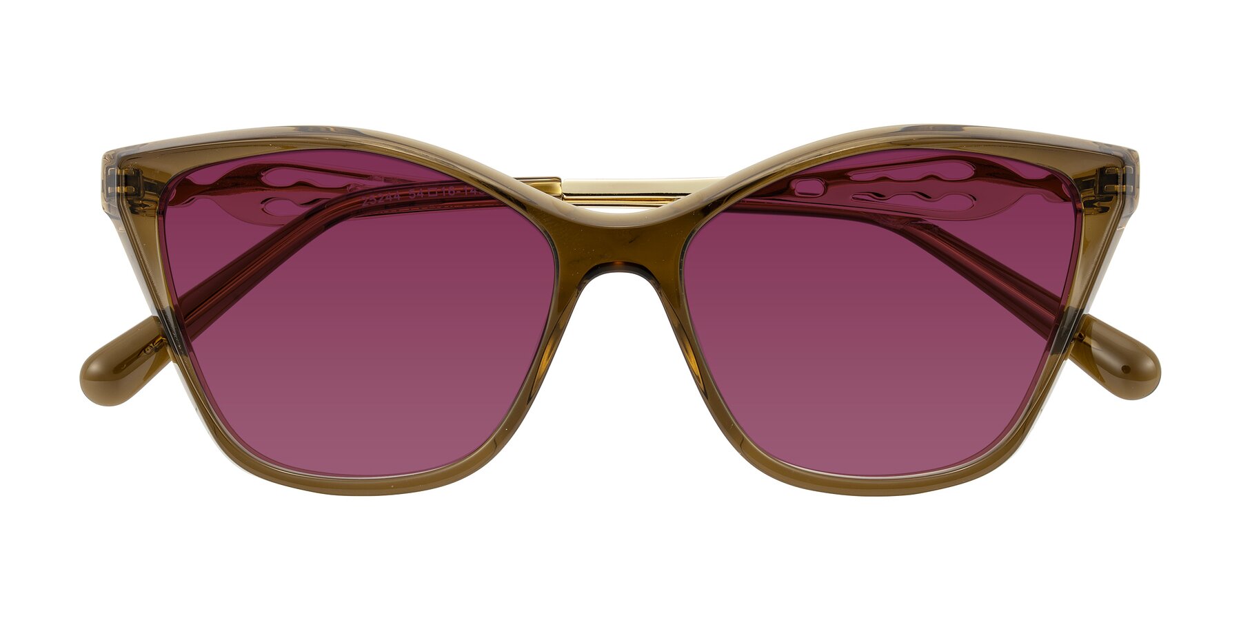 Folded Front of Aspen in Transparent Brown with Wine Tinted Lenses