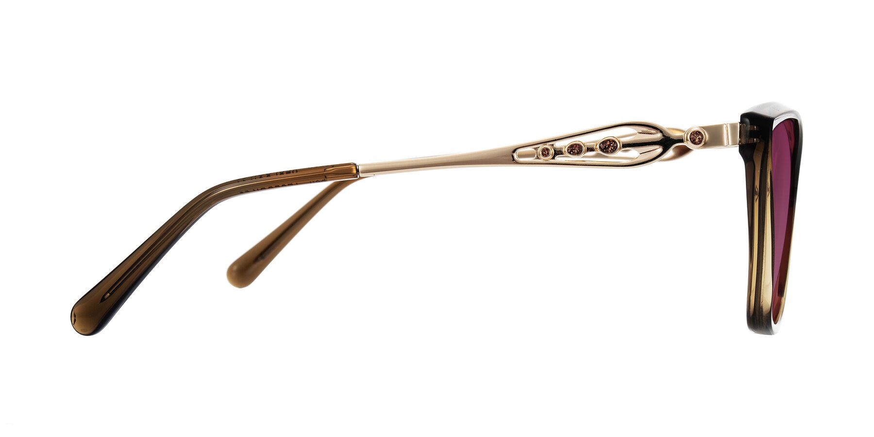 Side of Aspen in Transparent Brown with Wine Tinted Lenses