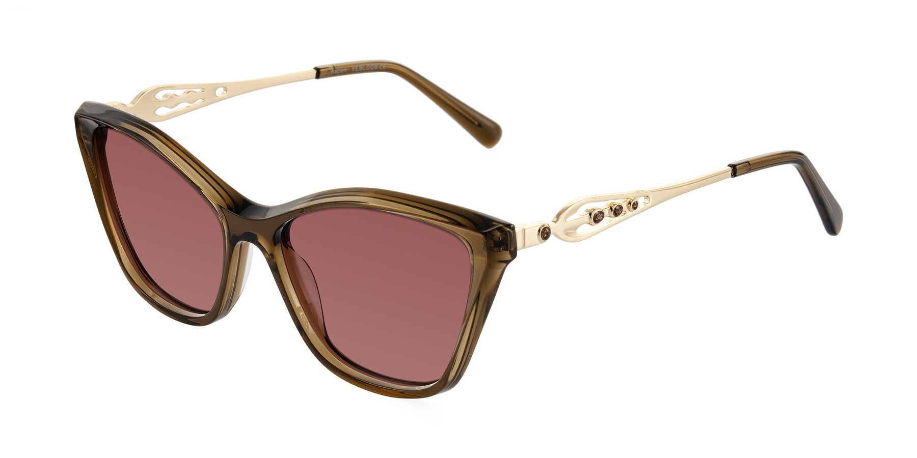 Angle of Aspen in Transparent Brown with Garnet Tinted Lenses