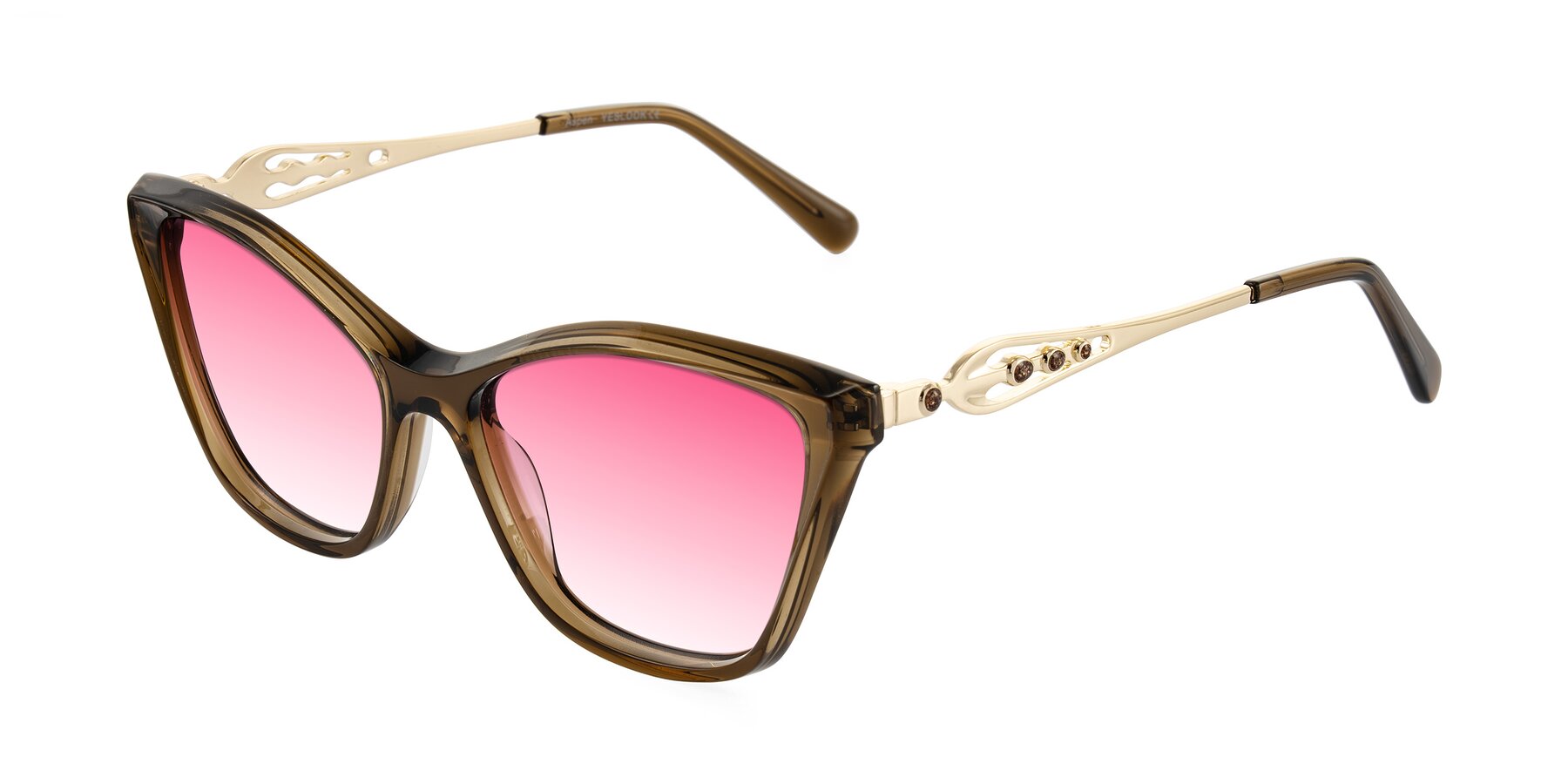 Angle of Aspen in Transparent Brown with Pink Gradient Lenses