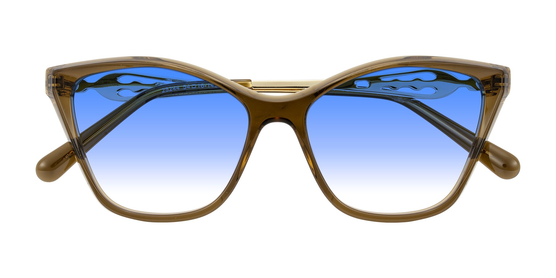 Folded Front of Aspen in Transparent Brown with Blue Gradient Lenses