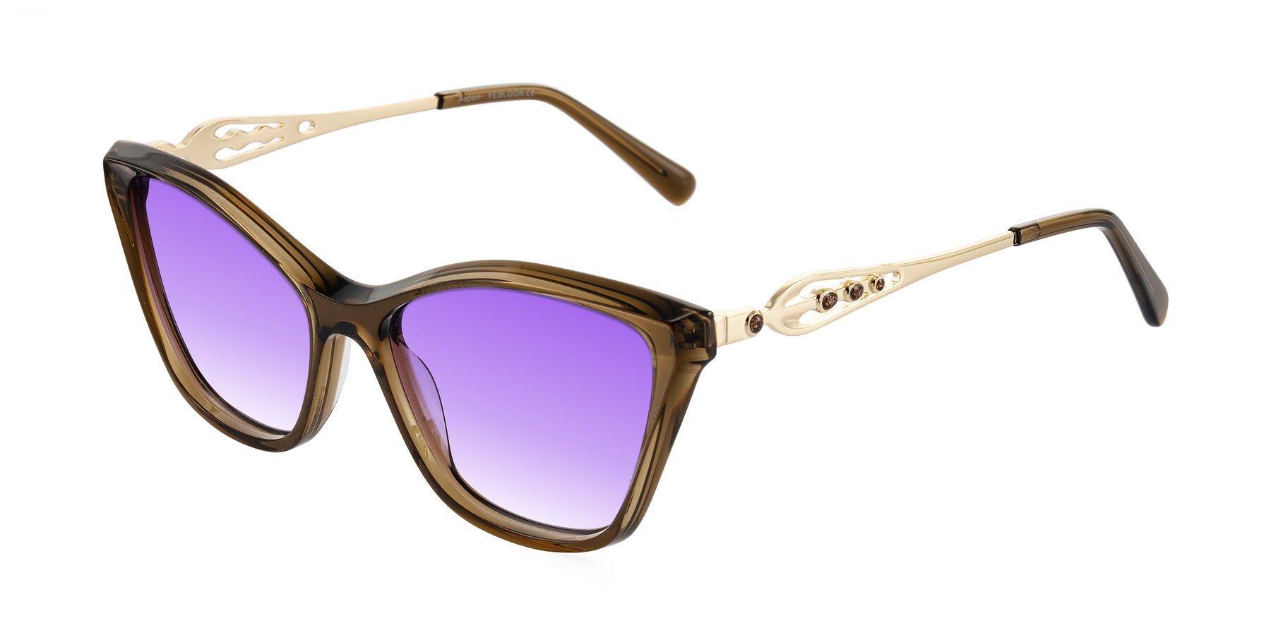 Angle of Aspen in Transparent Brown with Purple Gradient Lenses