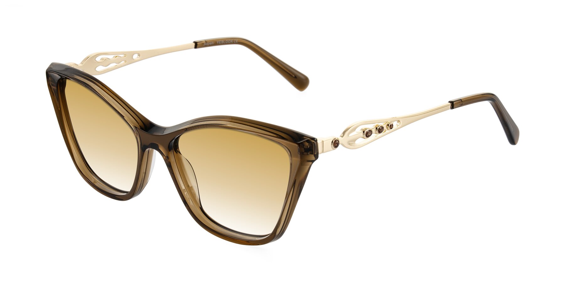 Angle of Aspen in Transparent Brown with Champagne Gradient Lenses