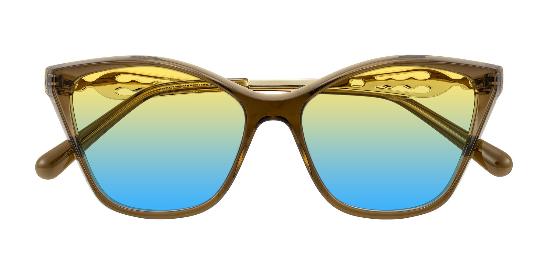 Folded Front of Aspen in Transparent Brown with Yellow / Blue Gradient Lenses