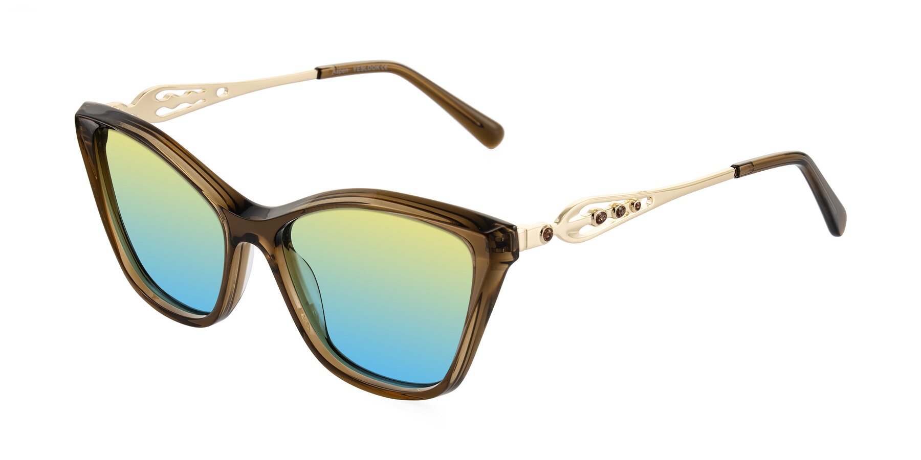 Angle of Aspen in Transparent Brown with Yellow / Blue Gradient Lenses