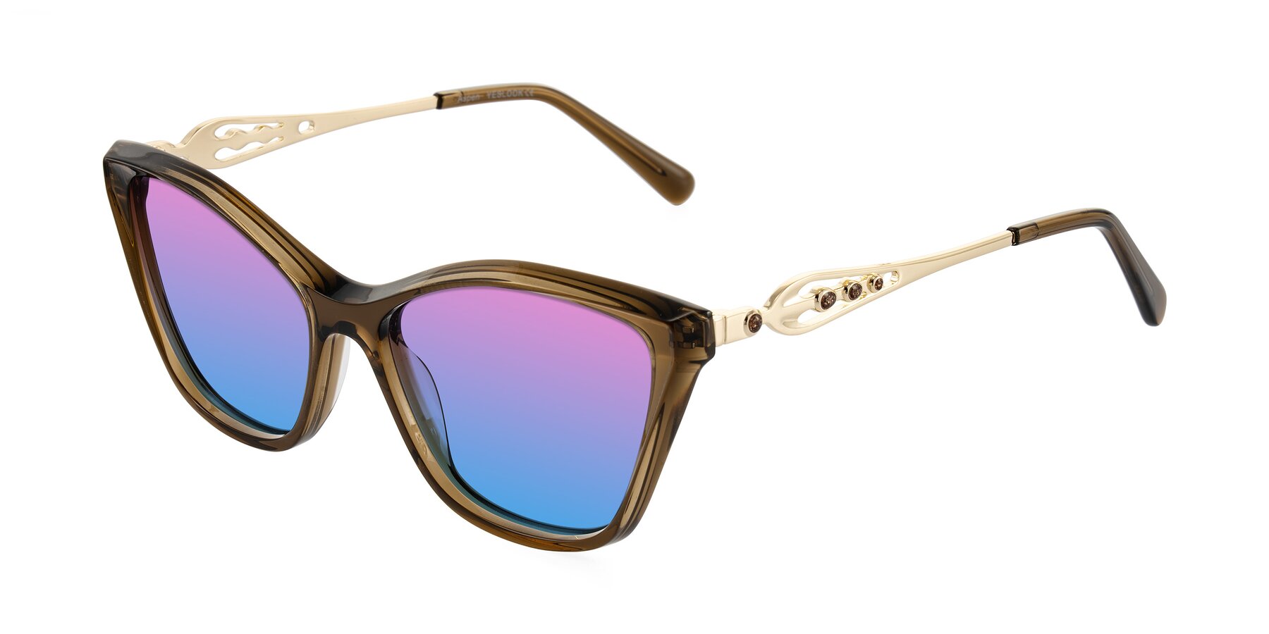 Angle of Aspen in Transparent Brown with Pink / Blue Gradient Lenses