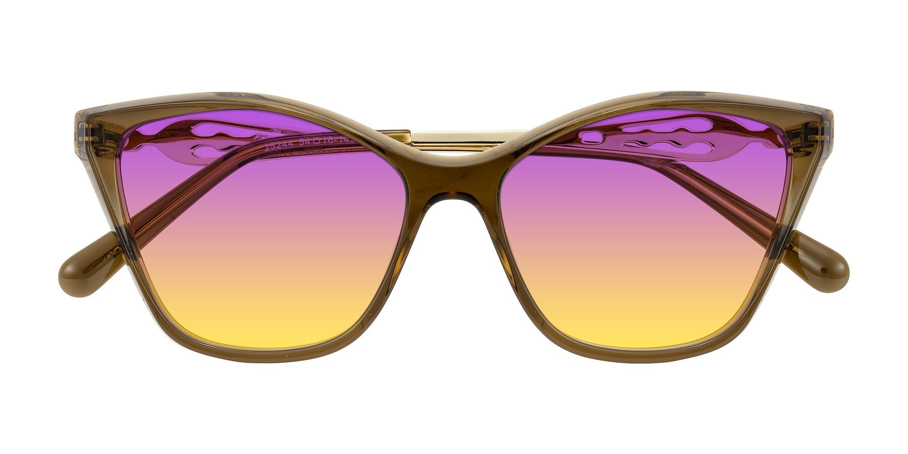 Folded Front of Aspen in Transparent Brown with Purple / Yellow Gradient Lenses